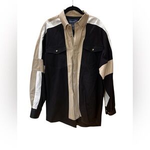 Cowboy color block Vintage Wrangler Black and Tan western shirt-M